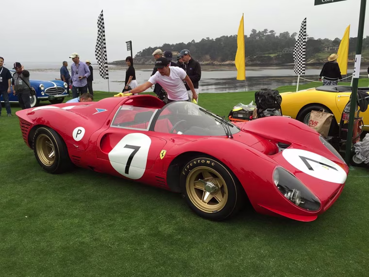 Prepping a Ferrari before the Concours d'Elegance
