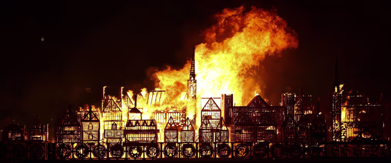 Image: TOPSHOT-BRITAIN-LIFESTYLE-HISTORY-FIRE-ART