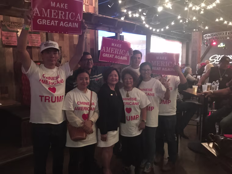 Members of Chinese Americans for Trump doing voter outreach.