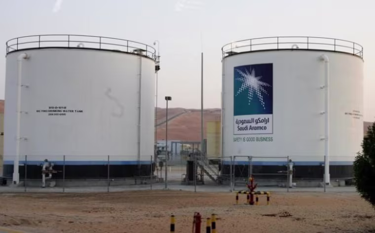 Oil tanks are seen at Saudi Arabia Shaybah oilfield complex