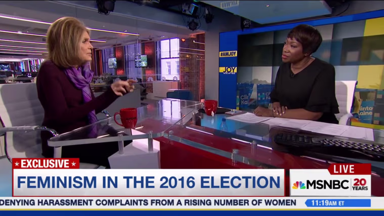 Joy Reid (right) interviewing Gloria Steinem.