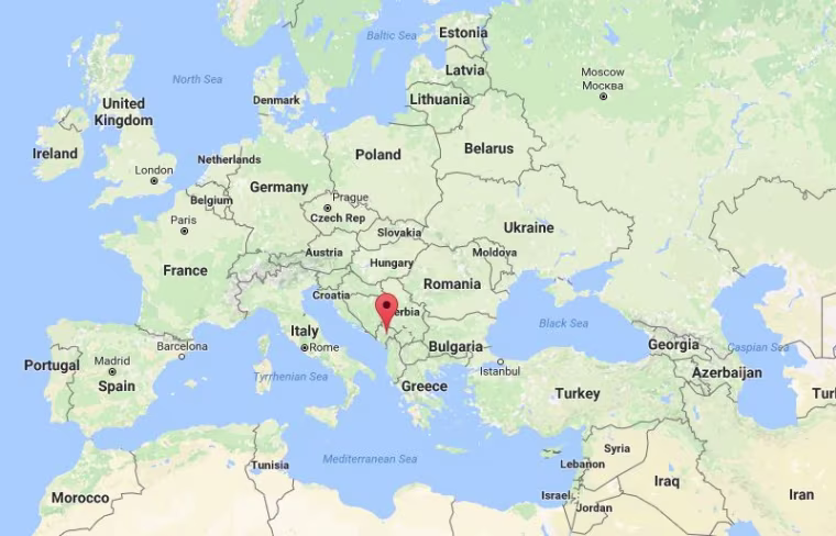 Image: A map showing the location of Montenegro