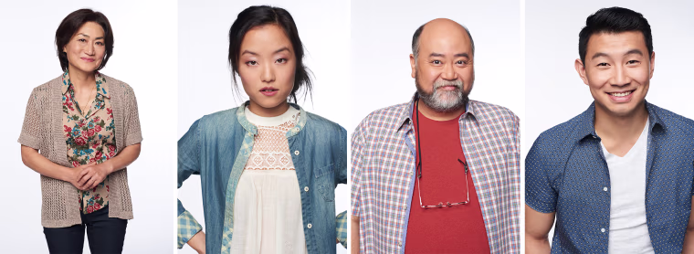The Kims -- Umma (Jean Yoon), Janet (Andrea Bang), Appa (Paul Sun-Hyung Lee), and Jung (Simu Liu)
