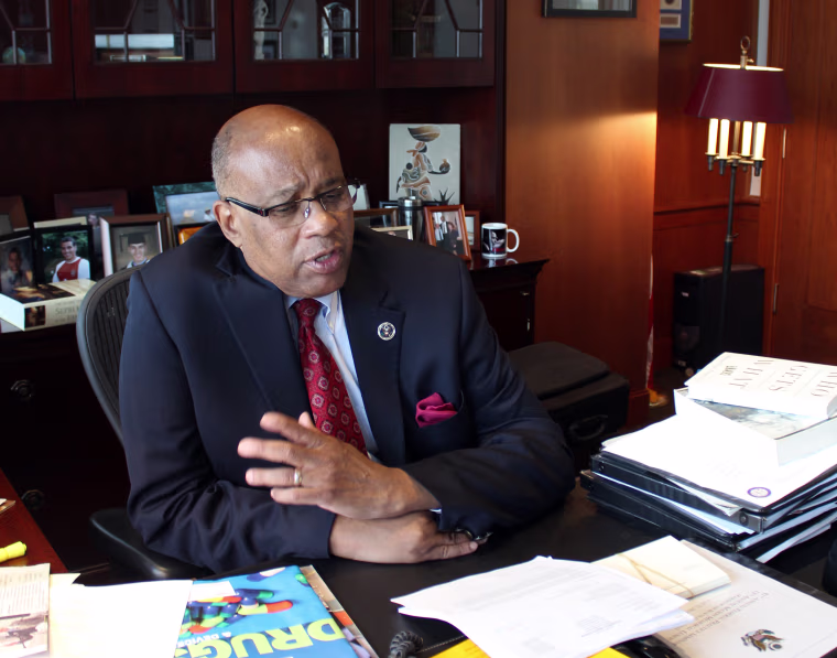 In this photo taken July 8, 2015, U.S. District Judge Michael Davis poses in his chambers his Minneapolis chambers.