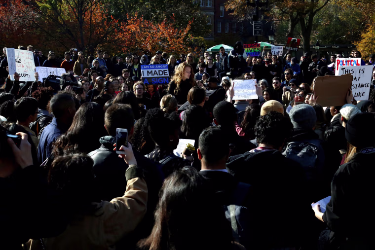 Image: Students of NYU protest against President-elect Donald Trump in Manhattan, New York