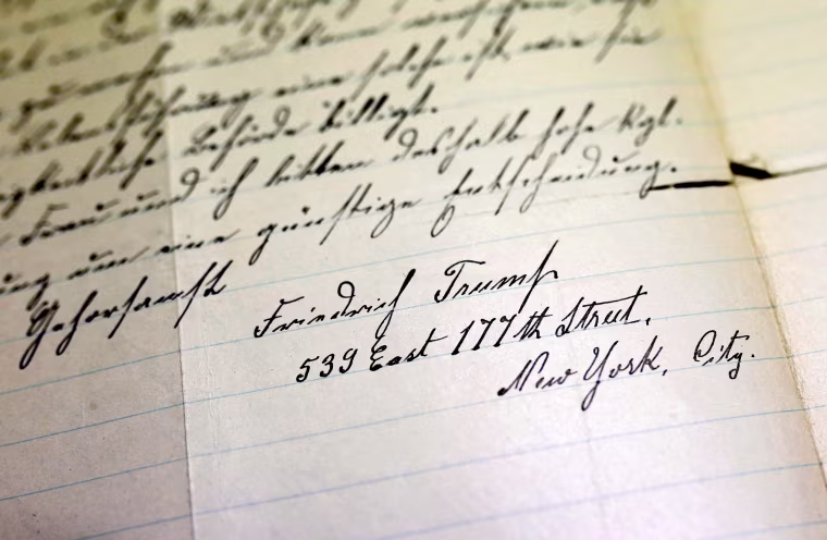 Image: A document signed by Friedrich Trump, grandfather of U.S. President-elect Donald Trump, is pictured at the state archive of Rhineland-Palatinate in Speyer