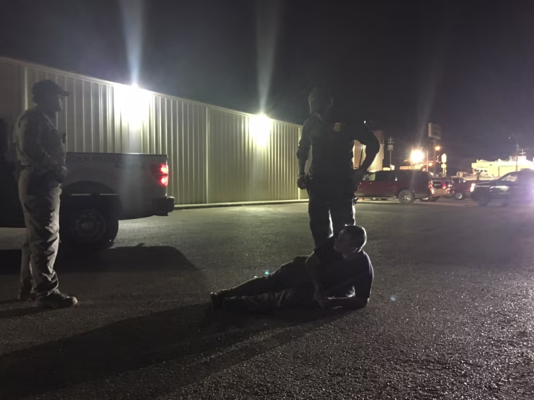 U.S. Border Patrol agents and a Texas Department of Public Safety trooper apprehend a man who they say has a previous sexual assault conviction in the United States. He was caught moments after crossing the Rio Grande from Mexico.