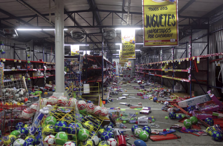 Image: Products litter the floor after a store was ransacked in the port city of Veracruz, Mexico on Jan. 4.