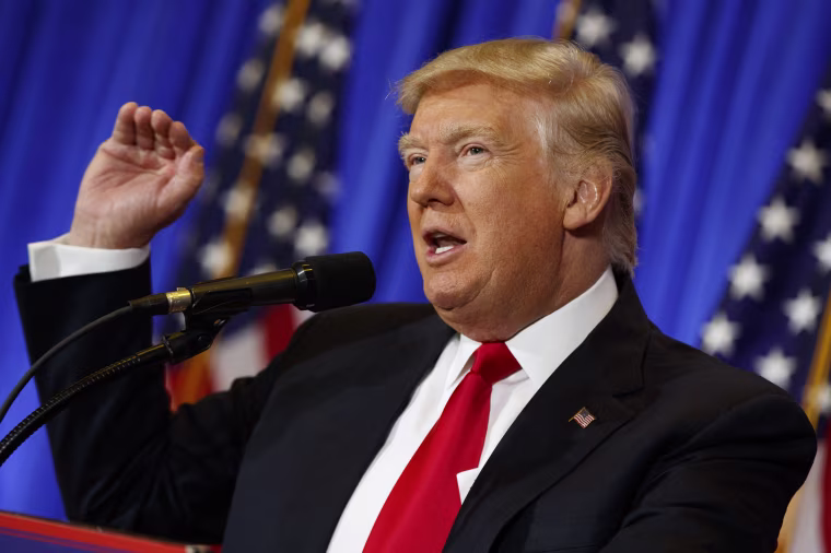 Image: President-elect Donald Trump speaks during a news conference in the lobby of Trump Tower in New York on Jan. 11.