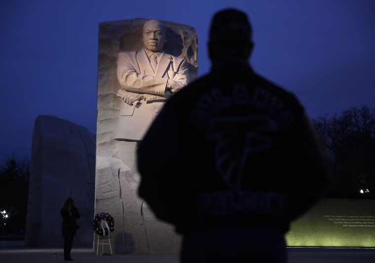 Image: Keith Andrews visits the Martin Luther King Jr. memorial on Jan. 16 in Washington, D.C.