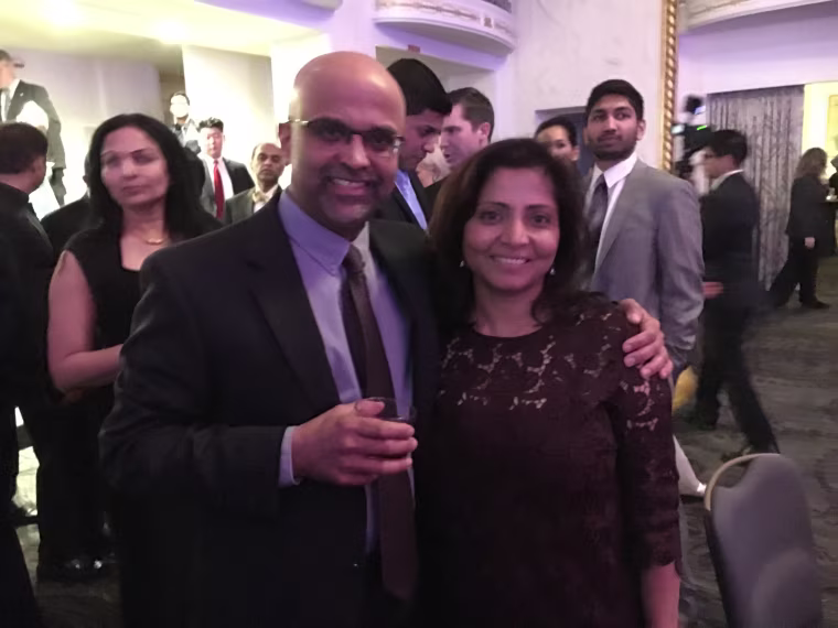 Vinson Palathingal and his wife, Asha, at the APA Inaugural Gala at the Mayflower Hotel in Washington, D.C., on Thursday, January 19, 2017.