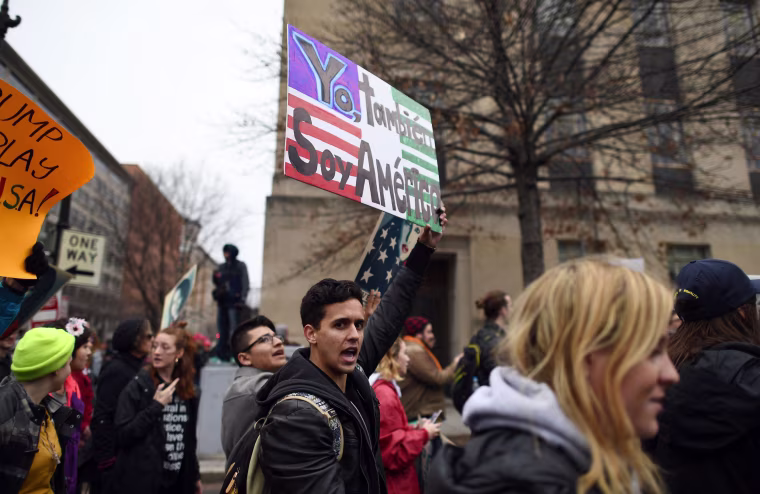 Image: Demonstrators protest against President-elect Donald Trump