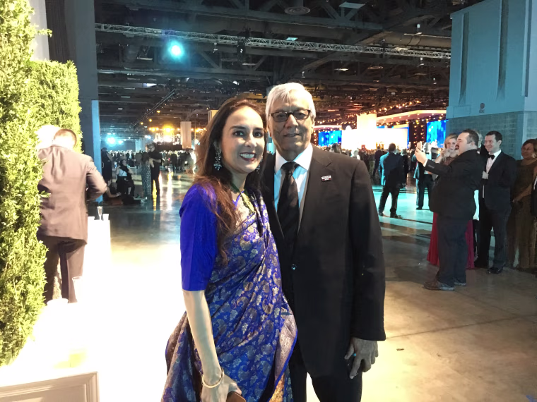 Harmeet Dhillon, Republican national committee woman from California, attends the Freedom Ball with husband Sarvjit Randhawa.