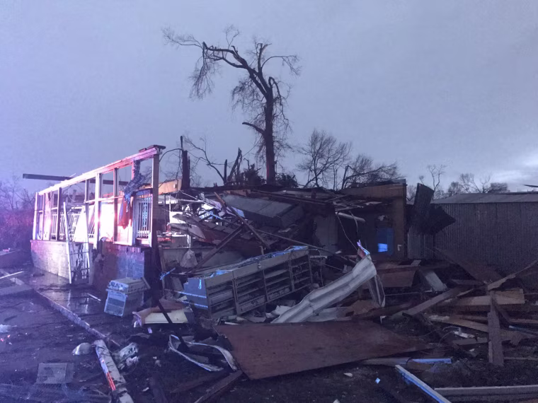 Image: Damage caused by tornadoes in Hattiesburg, Mississippi, Jan. 21, 2017.