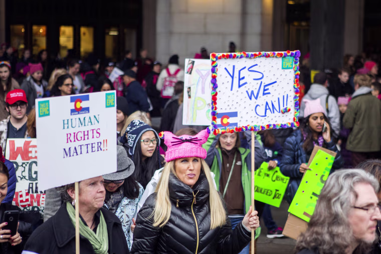 Image: Demonstrators arrive at Union Station for the Women's March on Washington on Jan. 21, 2017 in Washington, DC.