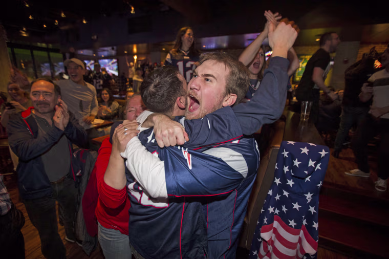 Image: New England Patriots Fans Watch Their Team Play The Atlanta Falcons In Super Bowl LI