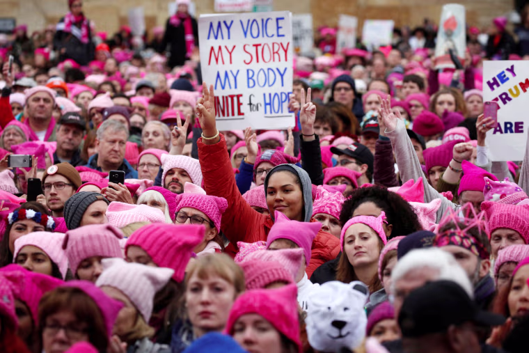 Image: People gather for the Women's March in Washington