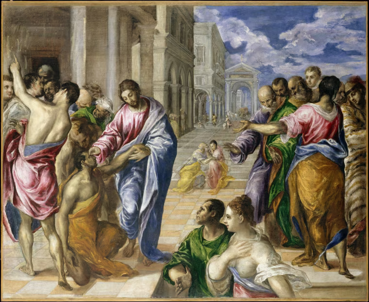 Image: Christ Healing the Blind, oil on canvas by El Greco, circa 1570.