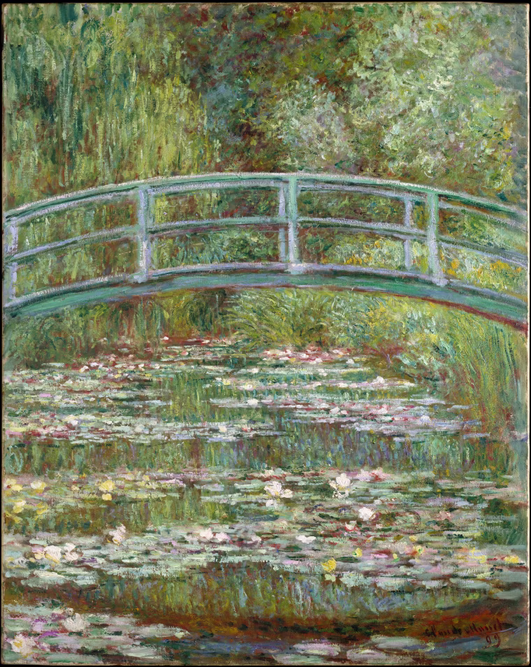 Image: Bridge over a Pond of Water Lilies, oil on canvas by Claude Monet, 1899.