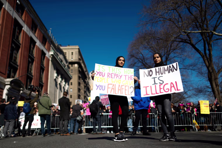 Image: People take part in the Manhattan rally, Feb. 20, 2017.