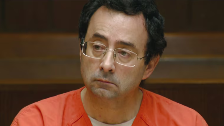 Image: Larry Nassar appears in Ingham County, Michigan, court for an arraignment on new sex abuse charges.