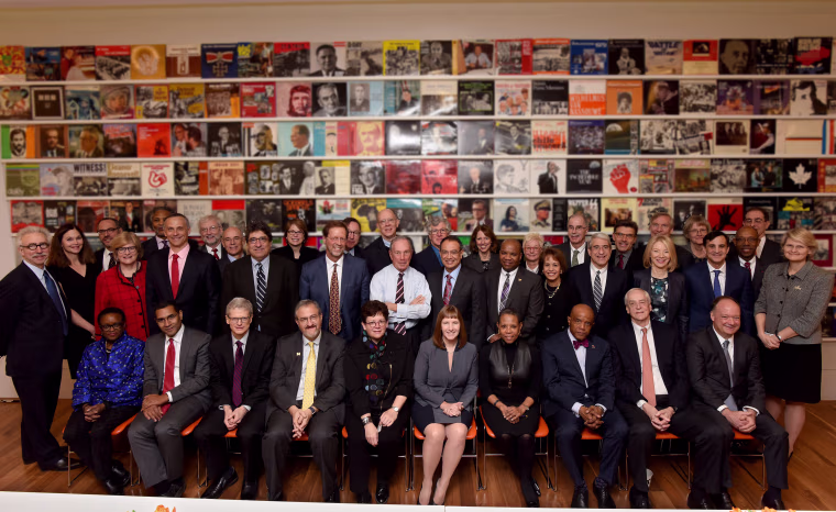 Michael Bloomberg with college presidents for American Talent Initiative
