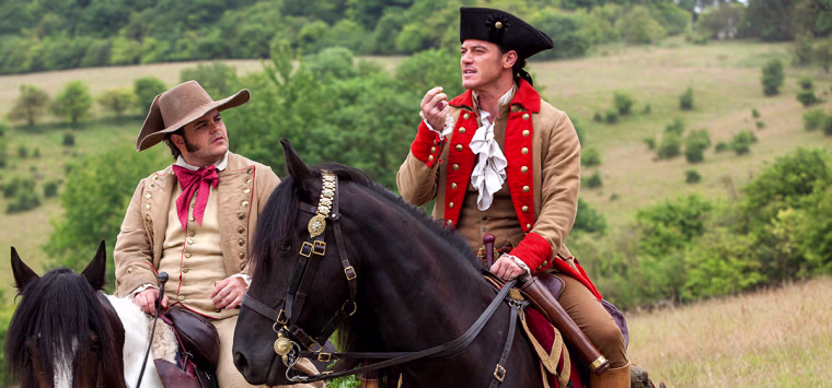 Josh Gad (left) and Luke Evans in "Beauty and the Beast"