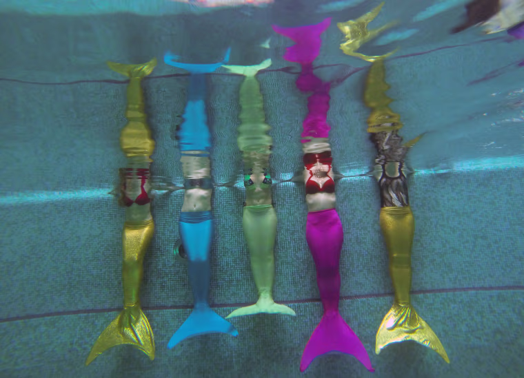 Image: TOPSHOT-RUSSIA-LIFESTYLE-FITNESS-MERMAIDS-OFFBEAT