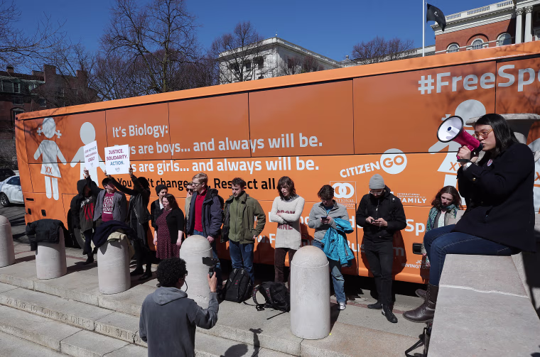 Anti-Transgender Bus Greeted By Protests In Boston