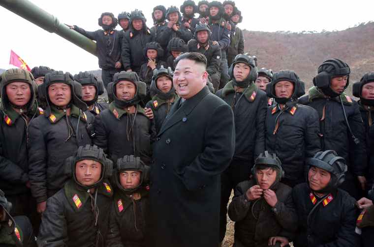 Image: Kim Jong-Un attends a competition between tank units from the Korean People's Army this year