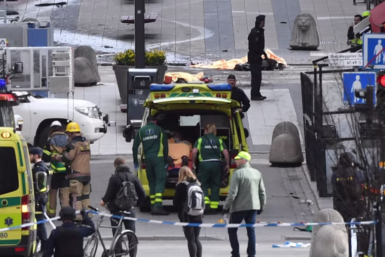 Image: People were killed when a truck crashed into department store Ahlens on Drottninggatan, in central Stockholm