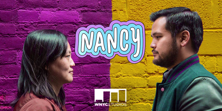 (L-R) Kathy Tu and Tobin Low, hosts of WNYC's new podcast, "Nancy"