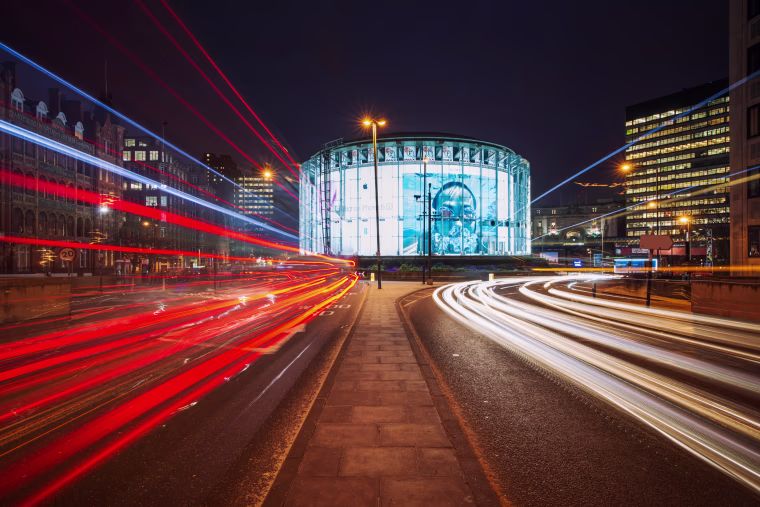 London - colorful lights at night