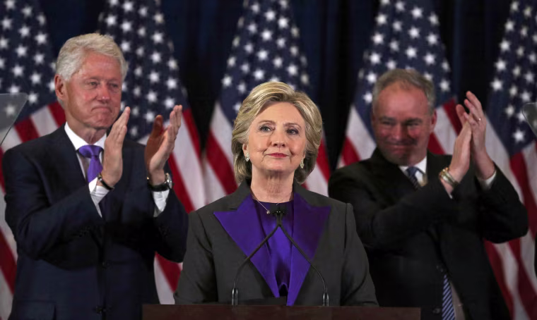 Image: Hillary Clinton addresses her staff and supporters about the results of the U.S. election at a hotel in New York