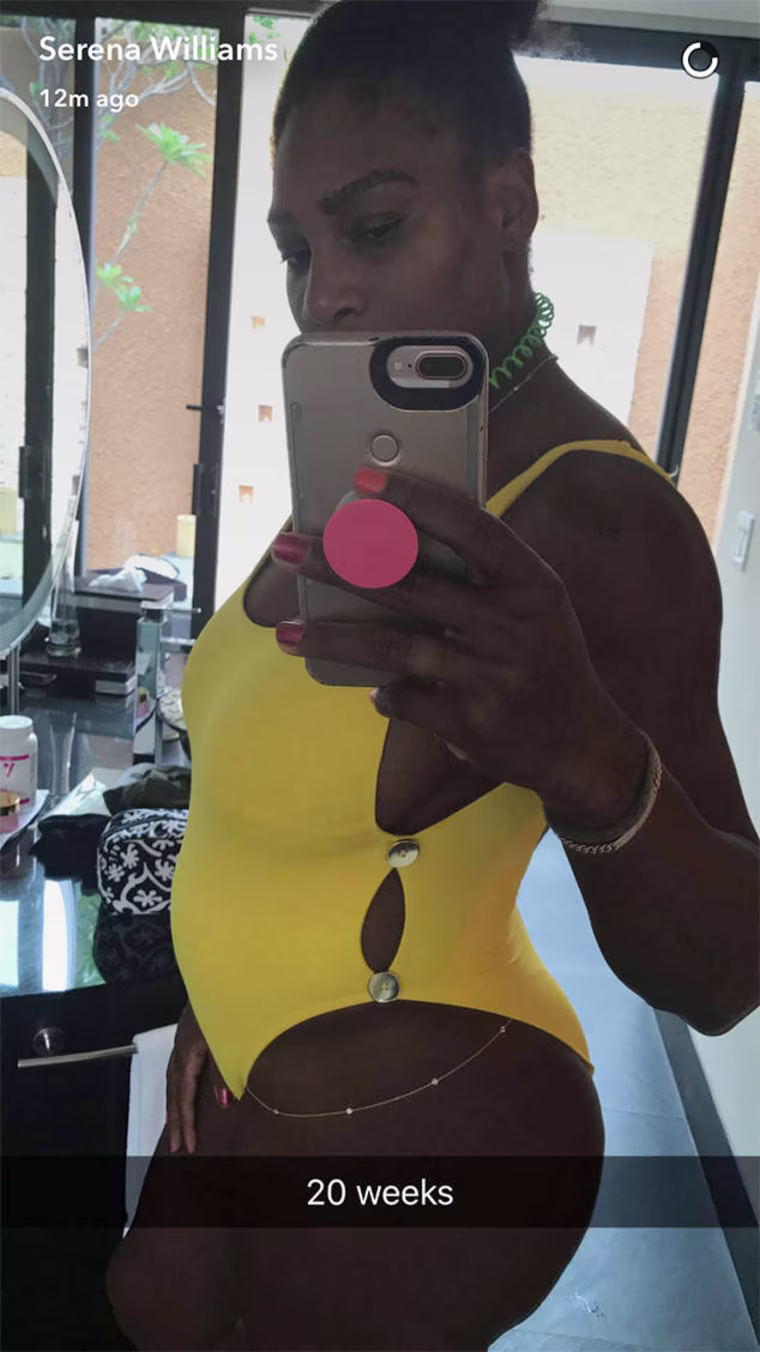 Image: Serena Williams posted a baby bump photo to Snapchat