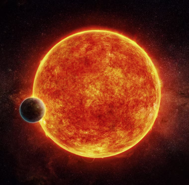 An artist's impression of the star LHS 1140 and its super-Earth planet, LHS 1140b. The planet may be a prime target for habitability studies.