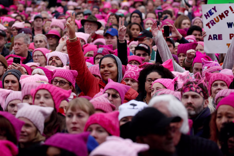 Image: FILE PHOTO: People gather for the Women's March in Washington