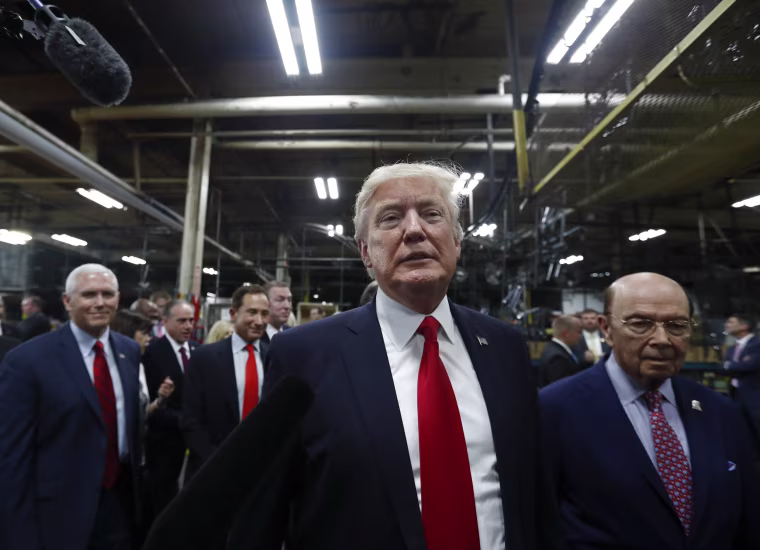 Image: President Donald Trump tours The AMES Companies, Inc., in Harrisburg, Pa., with Vice President Mike Pence and Wilbur Ross United States Secretary of Commerce, April, 29, 2017.