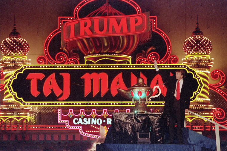 Image: Donald Trump attends the grand opening of the Trump Taj Mahal