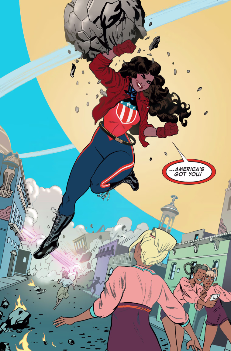A page from one of the Marvel Comic issues of America Chavez.