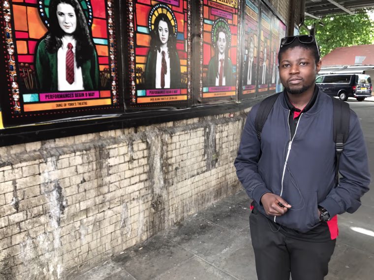 Image: Retail worker Justin walks to work near London Bridge