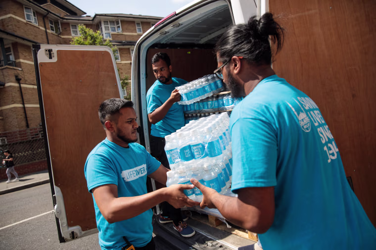 Image: Muslim volunteers brought supplies to local churches in the aftermath of the London tower fire