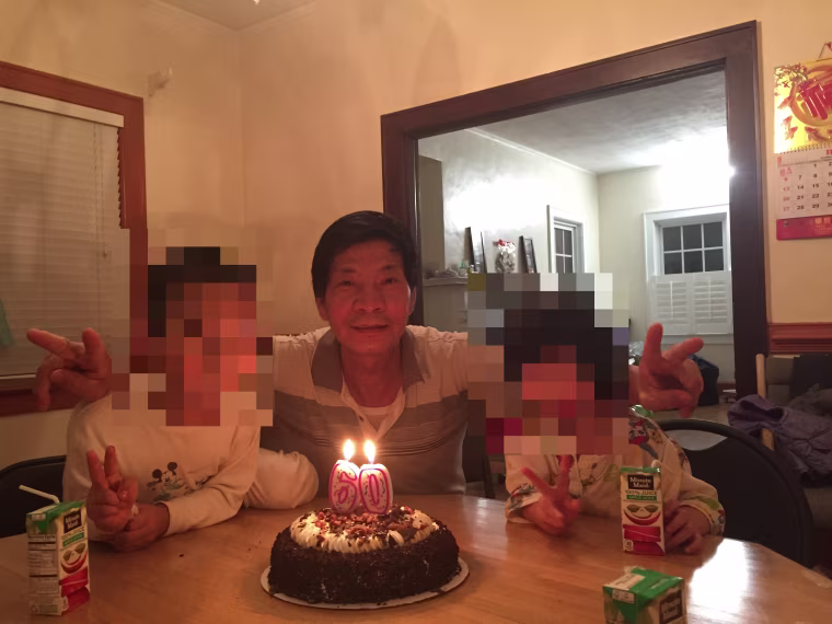 Jiansheng Chen, celebrating his 60th birthday with family members (who asked not to be identified).