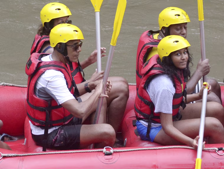 Image: The Obamas go rafting in Bali