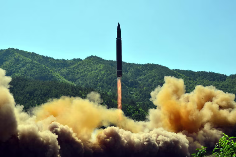 Image: The successful test-fire of the intercontinental ballistic missile Hwasong-14 at an undisclosed location