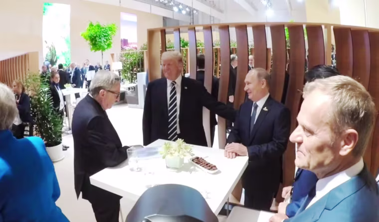 Image: President Donald Trump greets Russian President Vladimir Putin at the G-20 Summit