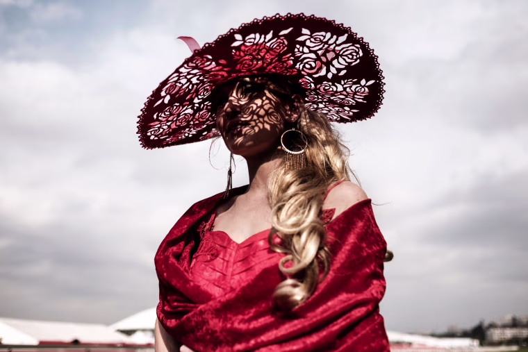 Image: A model presents a creation by a local designer during a fashion show in Durban