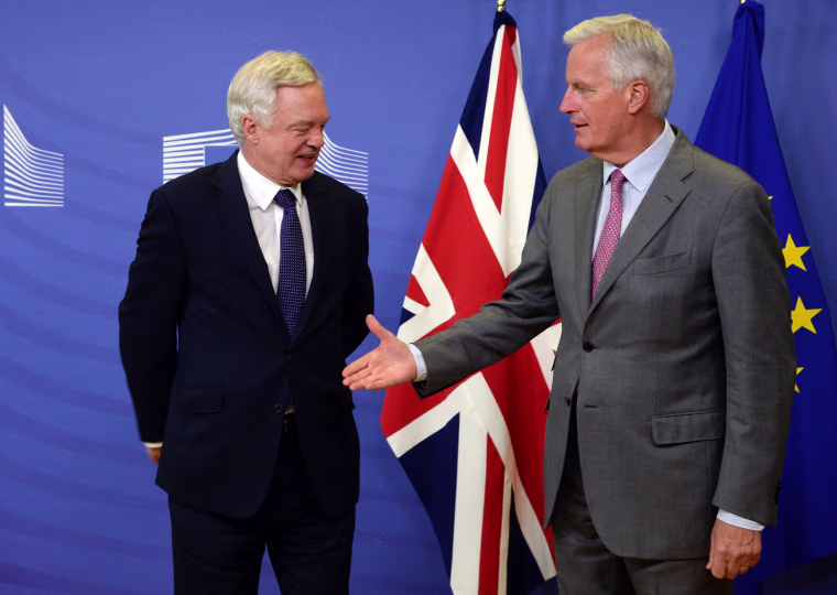 Image: David Davis and Michel Barnier