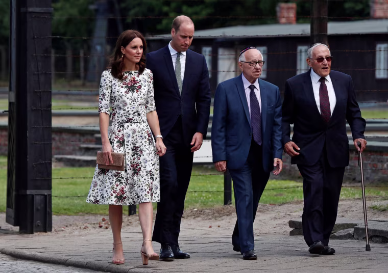 Image: Prince William, the Duke of Cambridge and Catherine, The Duchess of Cambridge meet with Holocaust survivors at the former Nazi concentration camp Stutthof