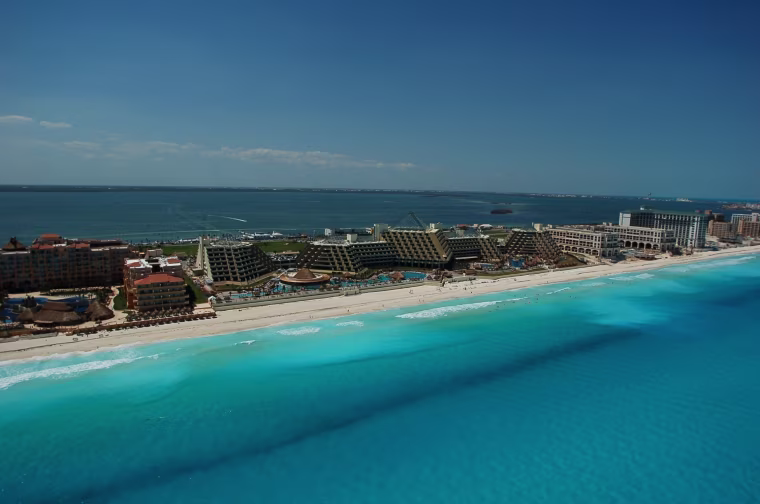 Image: An aerial view of the resort city of Cancun, Mexico.